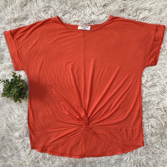 Zenana Twist Hem Dolman Top 💗 Orange - Picture 3 of 10